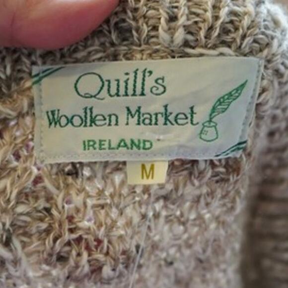 Quills Woollen Market Ireland Cable knit Oversized Sweater Gray Mens Size Medium - Picture 4 of 6
